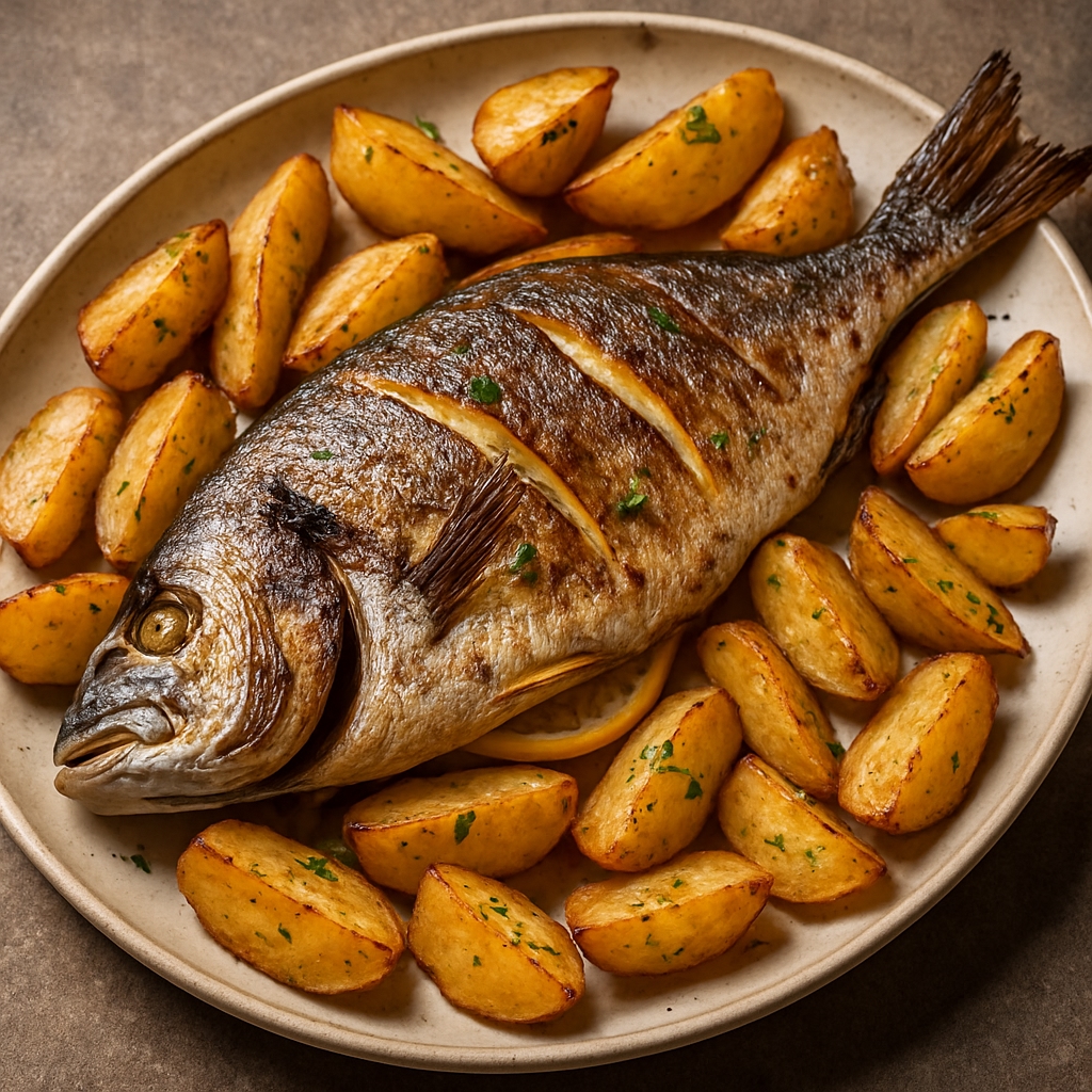 🐟 Запечённая дорадо с лимоном и травами 🍋✨ 
 
Ингредиенты: 
🐠 Дорадо (целая) …