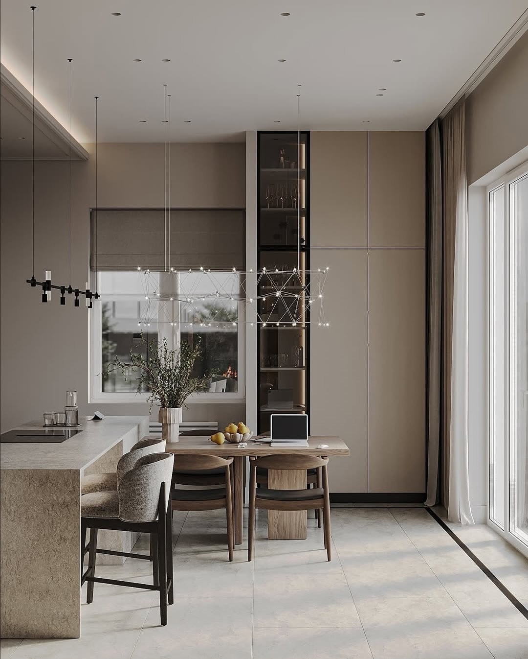 Дизайн кухни-гостиной 32 м².