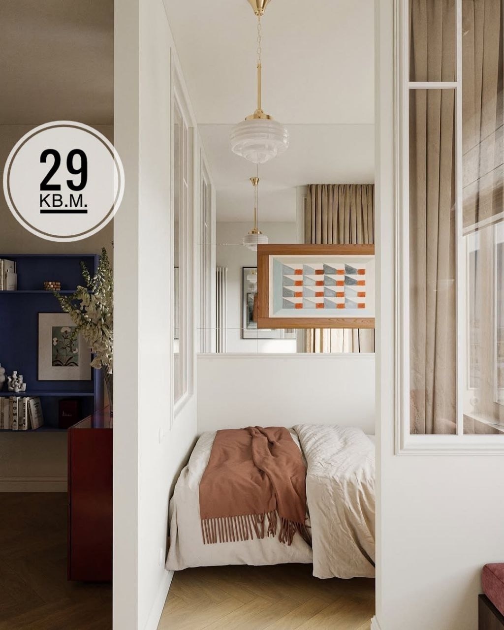 Квартира-студия общей площадью 29 кв. м. 
Дизайнер praskovya_design