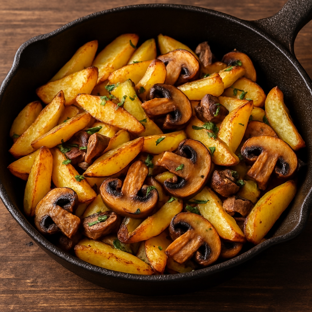🍽 Простой рецепт жареной картошки с грибами 🌿 
 
Ингредиенты: 
🥔 Картофель — …