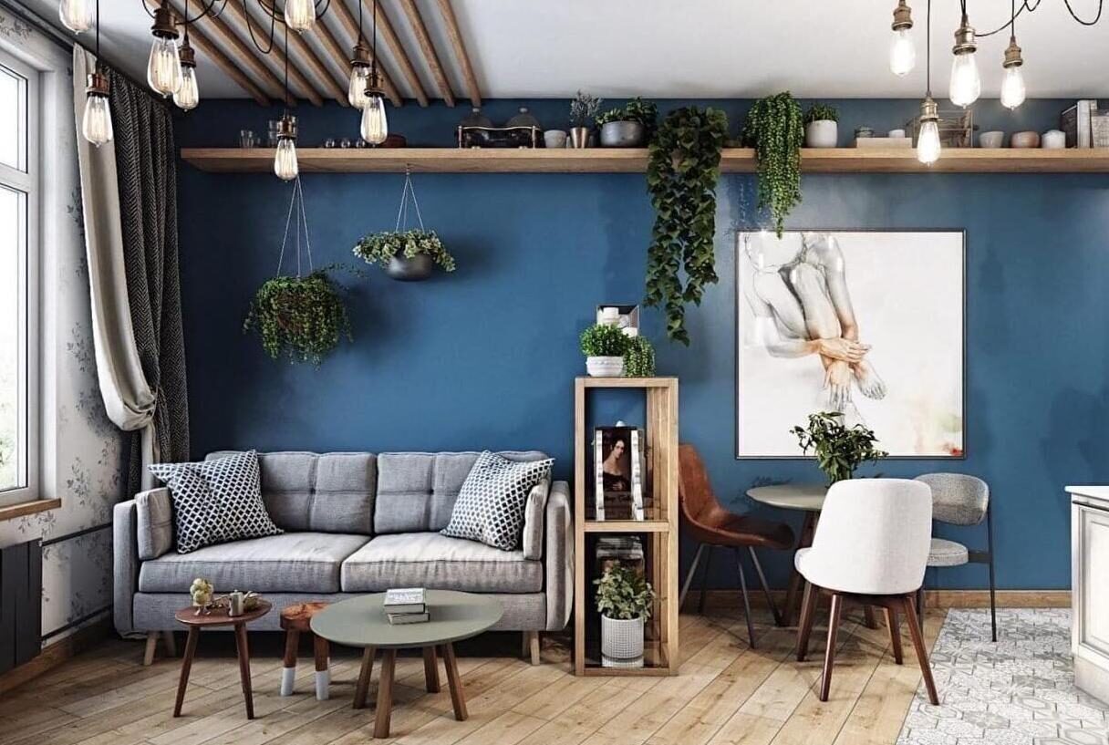 Синий цвет в интерьере 💙