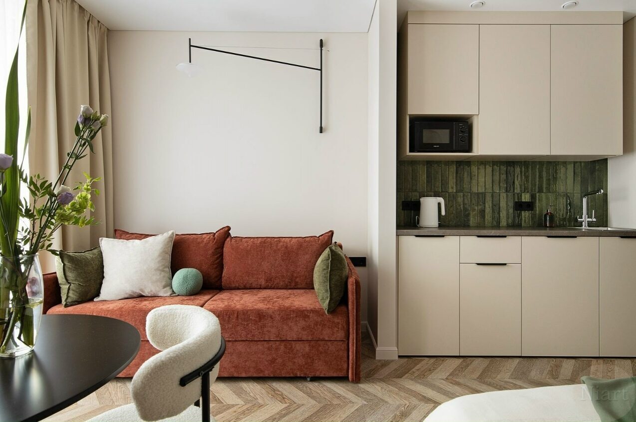 Интерьер студии 28 кв.м.