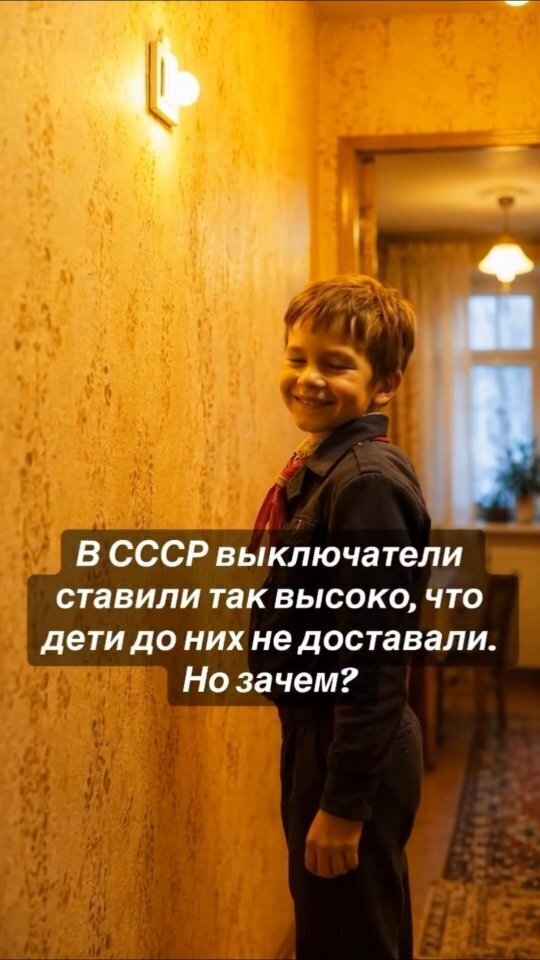 В СССР выключатели часто устанавливали на высоте около полутора метров от пола.
…