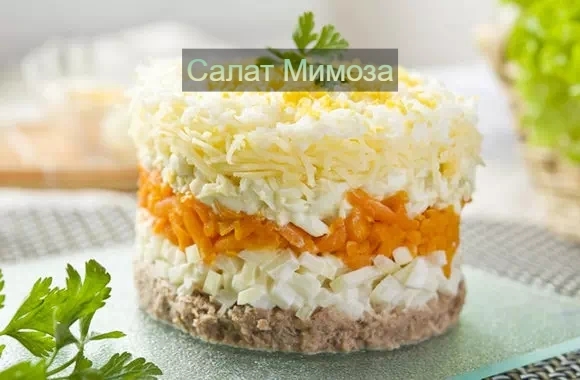Салат "Мимоза" 🌼🐟 
Нежнейший слоёный салат с рыбой – праздничный и воздушный, …