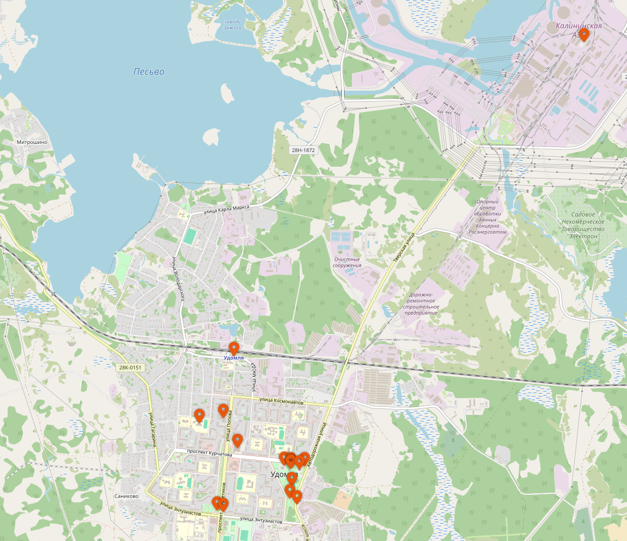 Карта всех достопримечательностей Удомли