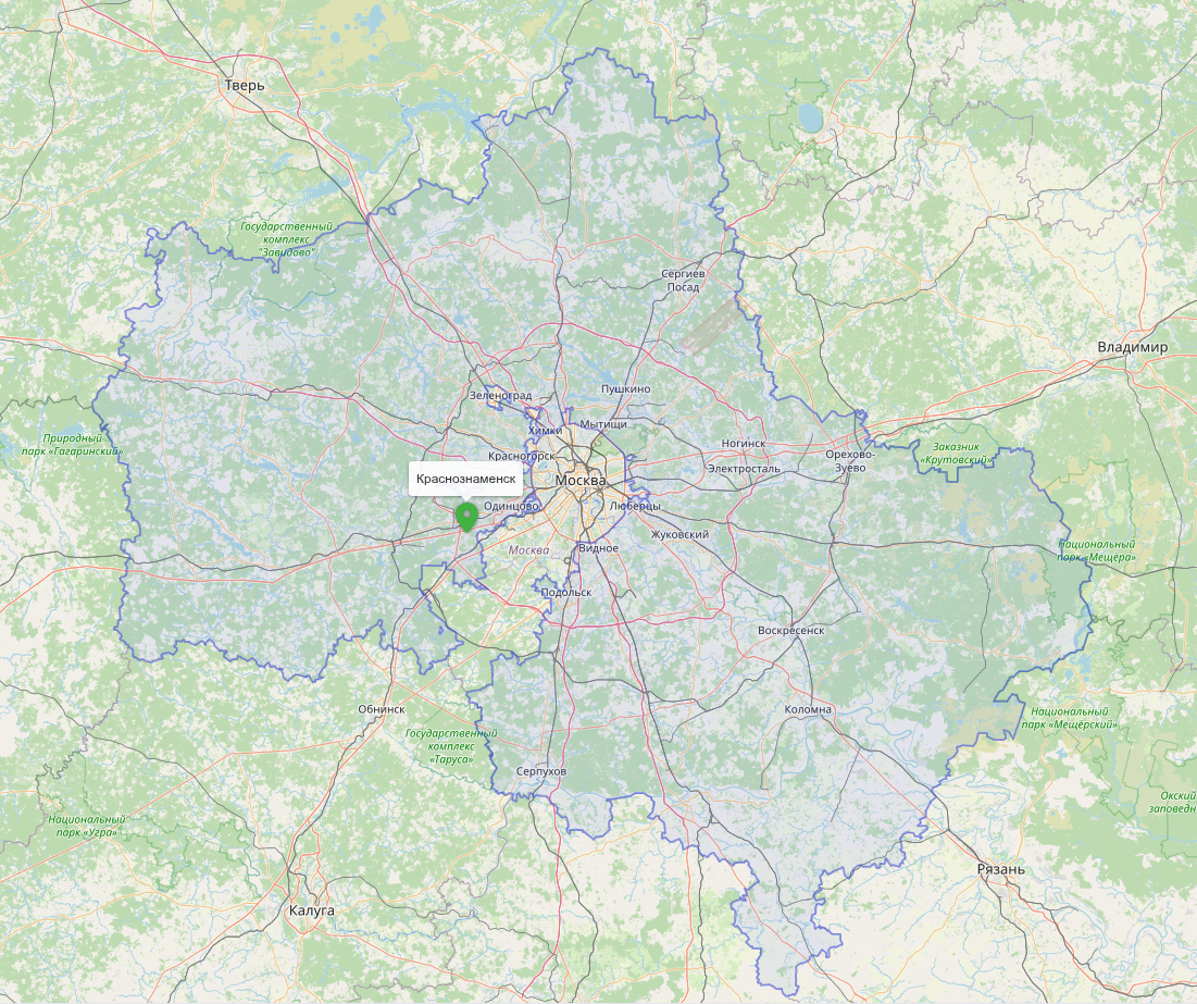 Расположение Краснознаменска на карте