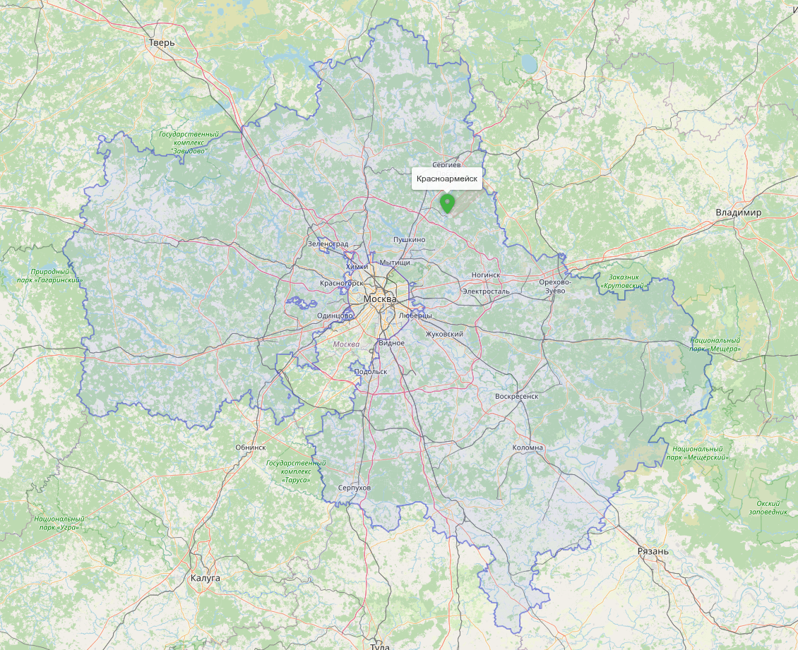Расположение города Красноармейск на карте