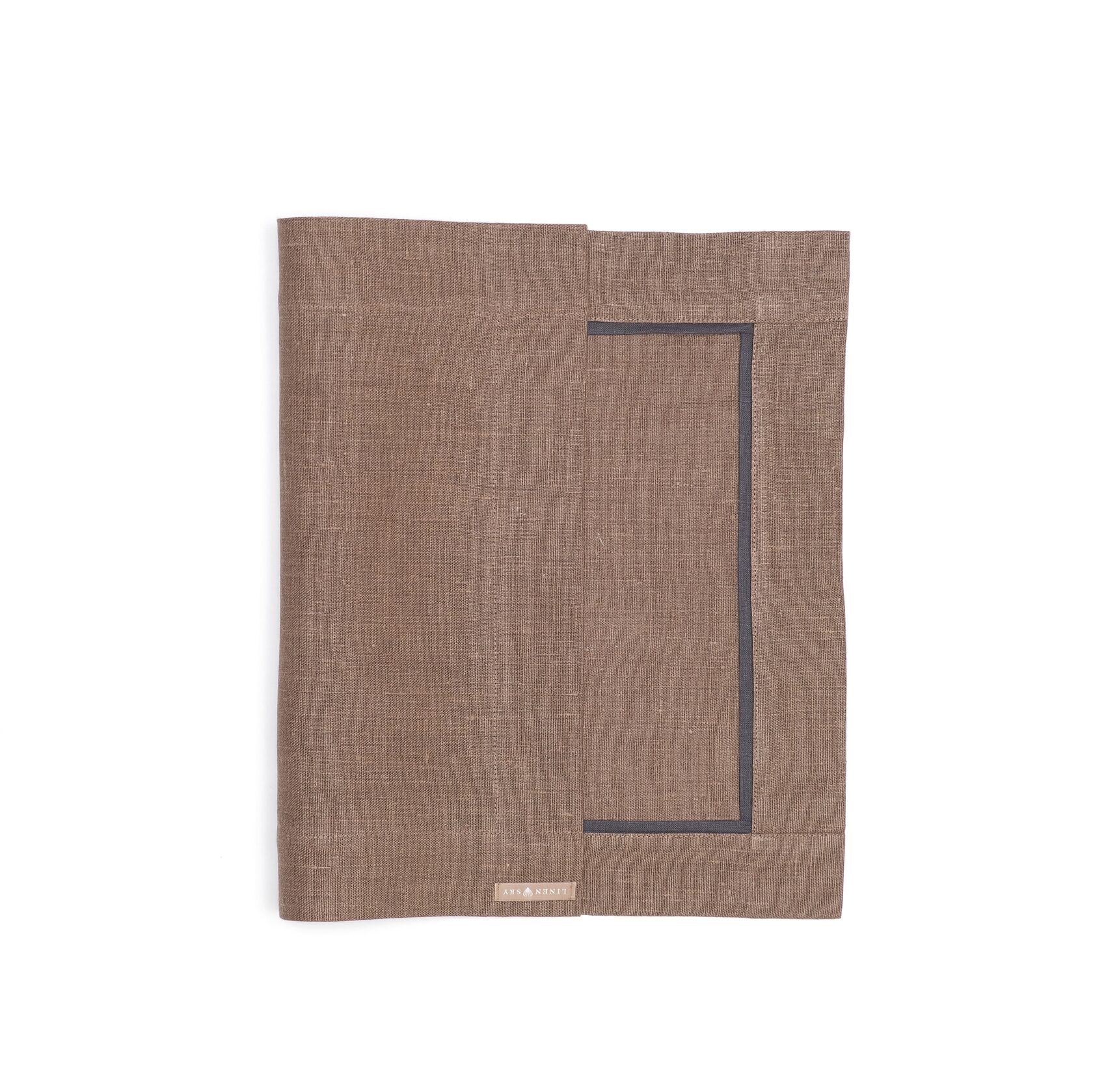 Набор салфеток сервировочных Linen Sky, 50x37 см, 2 шт, коричневый с графитовой окантовкой, лен