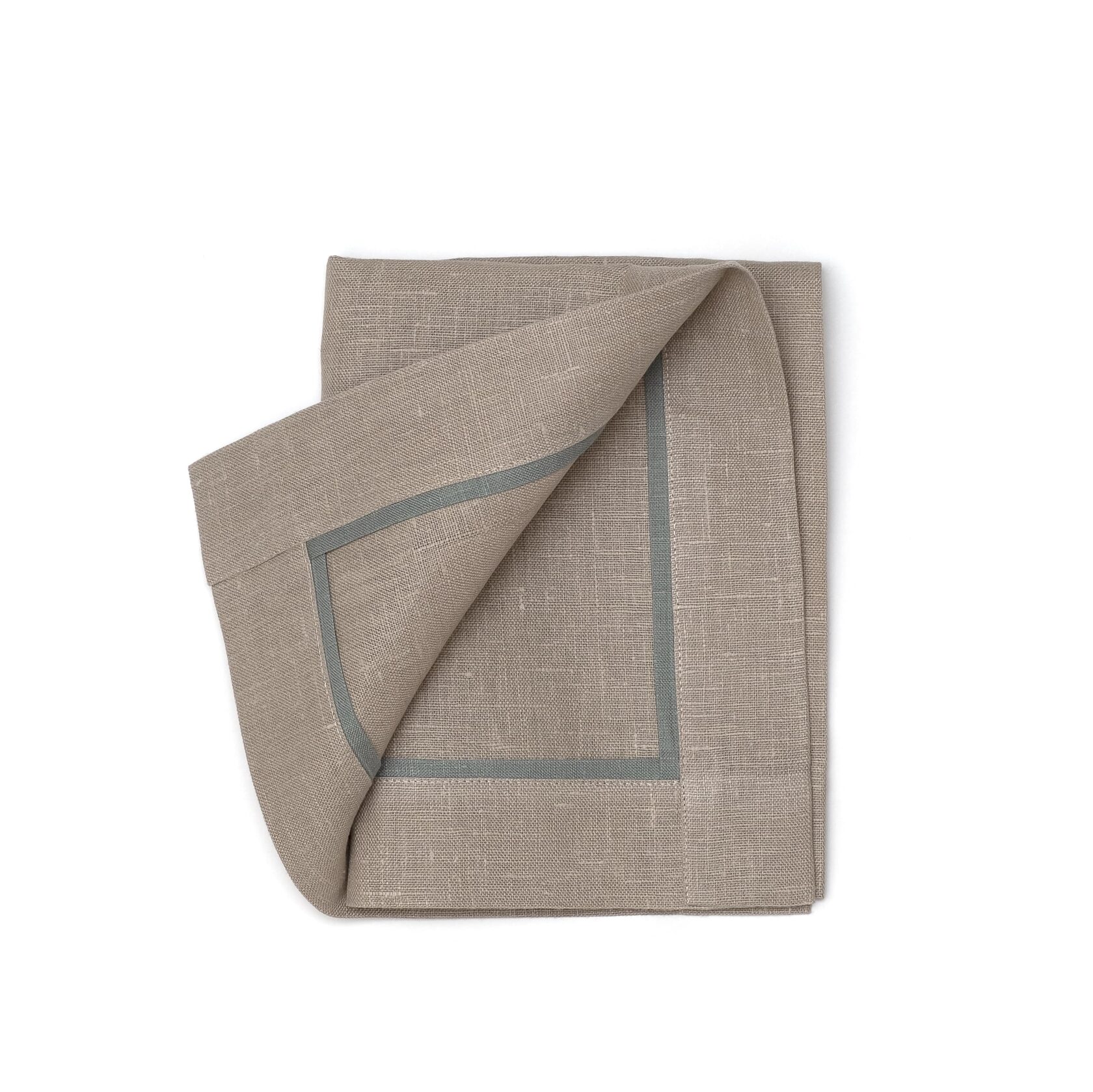 Набор салфеток сервировочных Linen Sky, 50x37 см, 2 шт, серый с бирюзовой окантовкой, лен