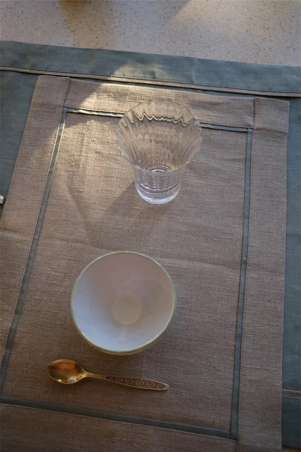 Набор салфеток сервировочных Linen Sky, 50x37 см, 2 шт, серый с бирюзовой окантовкой, лен