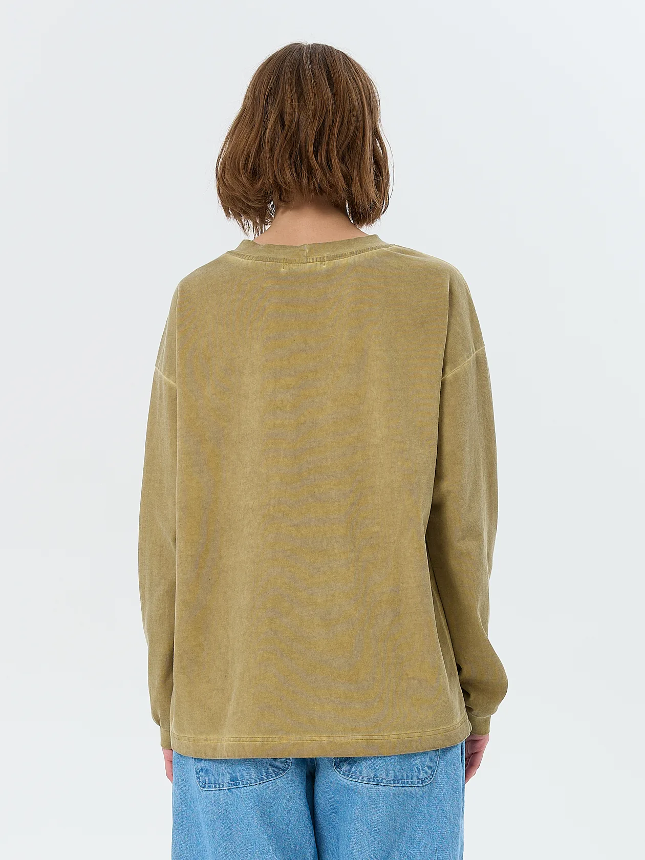 Лонгслив с вышивкой мухомор эксперимент garment-dyed олива