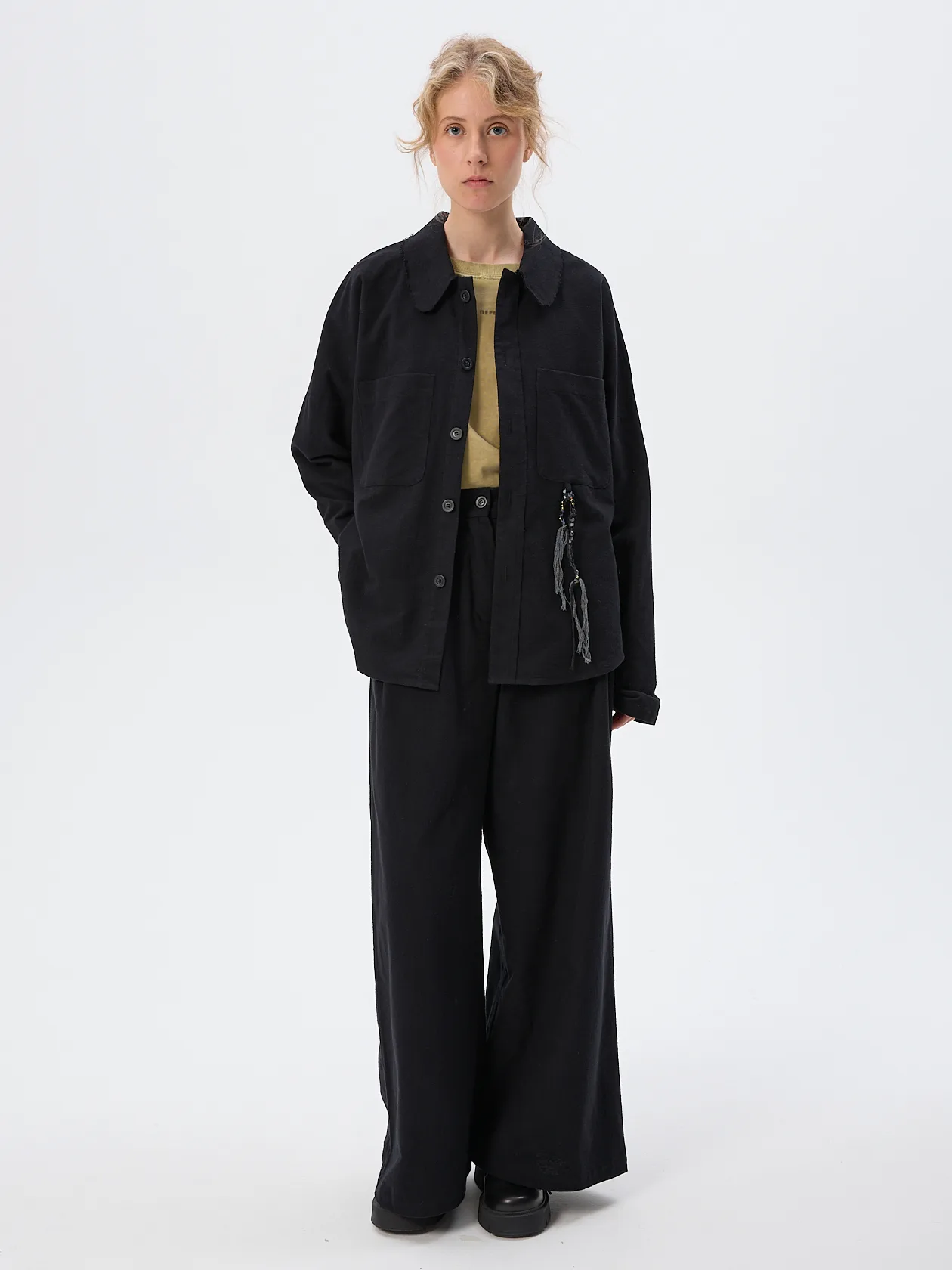 Рубашка Craft из фланели со шнурком чёрная