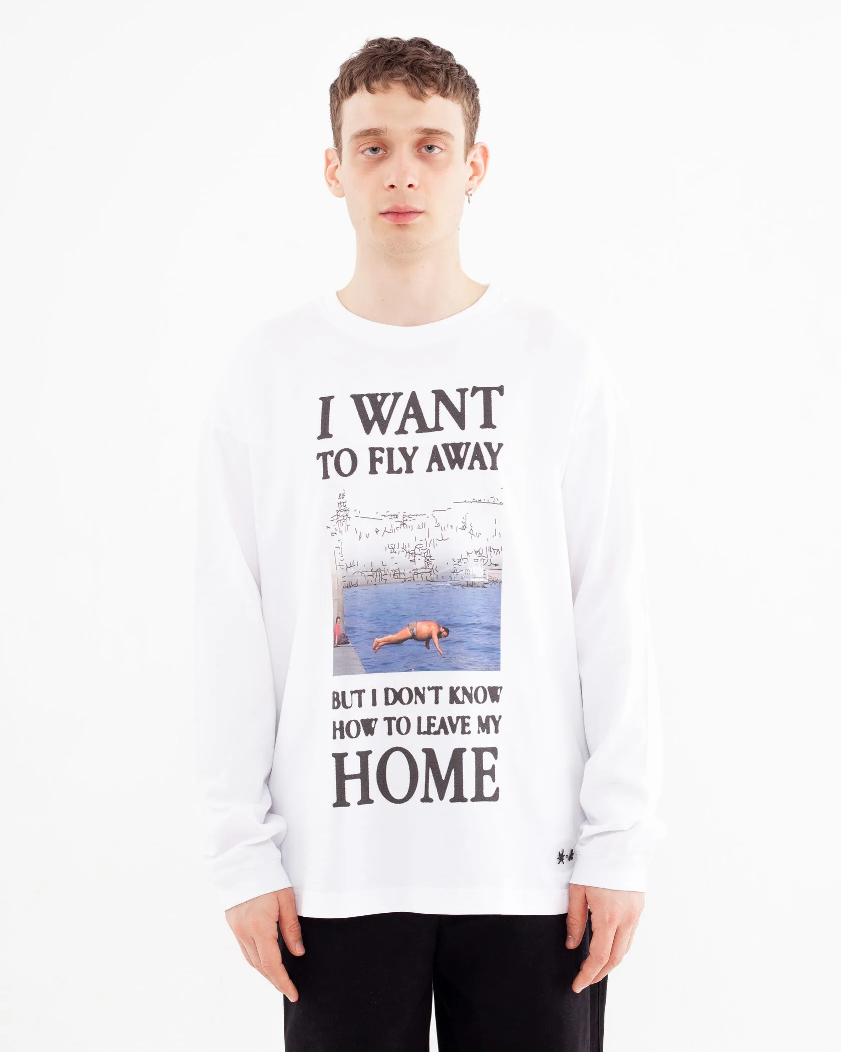 Лонгслив artem x kuzma белый / i want to fly away