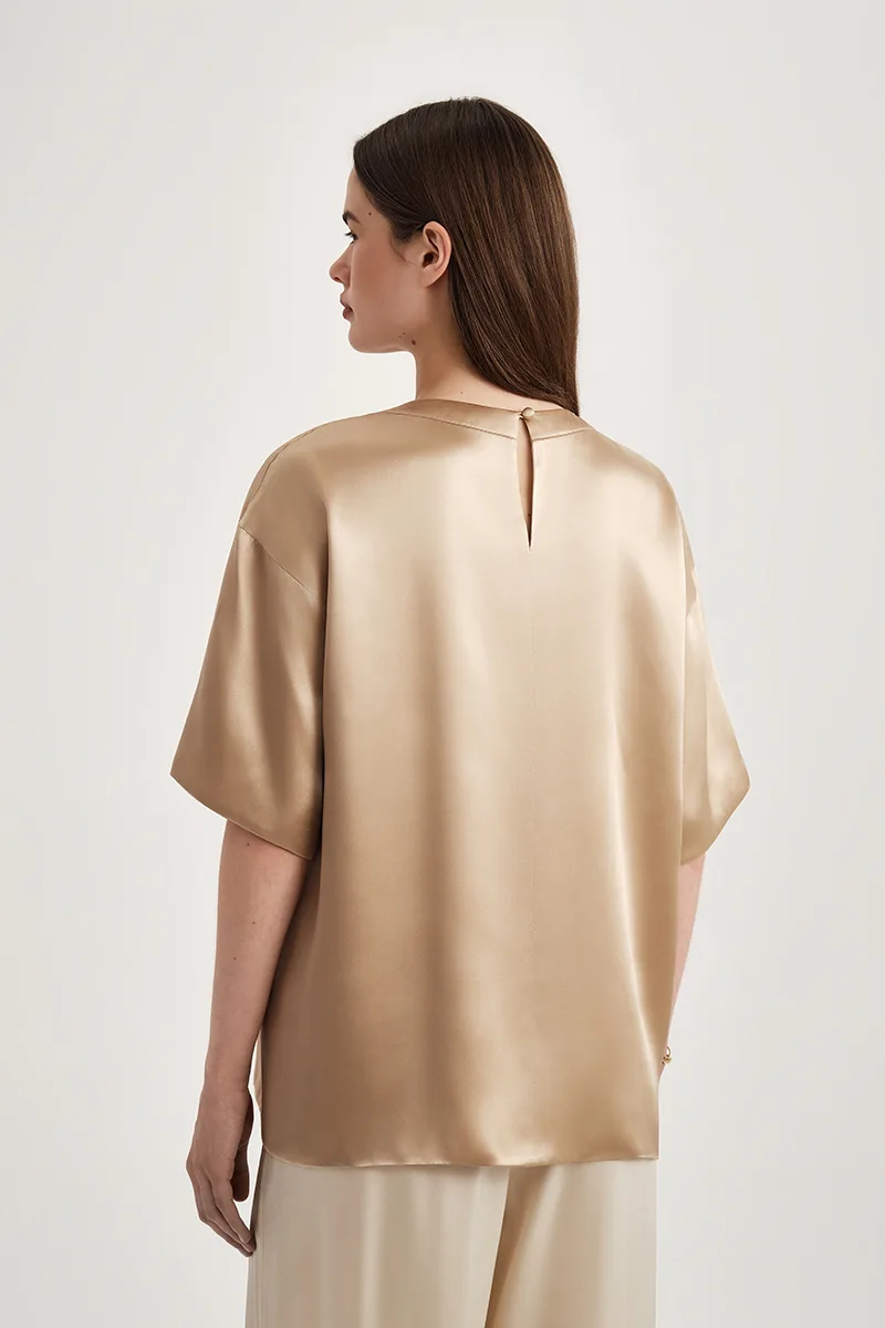 Блуза из шёлка Essential Silk Tee sand