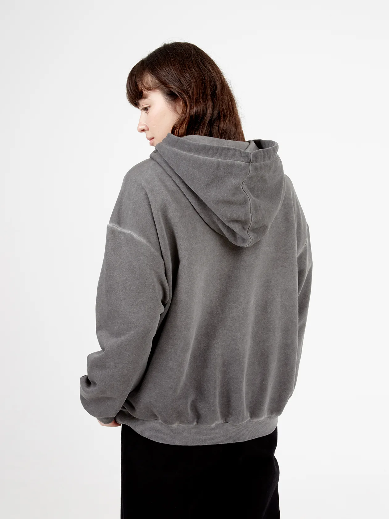 Худи с вышивкой мухомор эксперимент garment-dyed серый