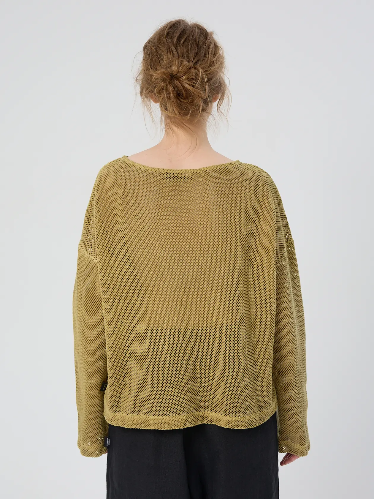 Лонгслив из хлопковой сетки garment-dyed олива