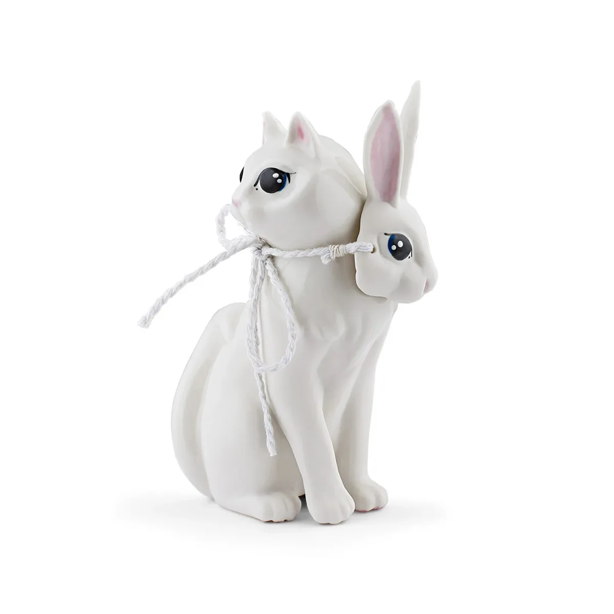 Елочная игрушка Res Objects Кот "Двуликий", H12 см, белый, фарфор