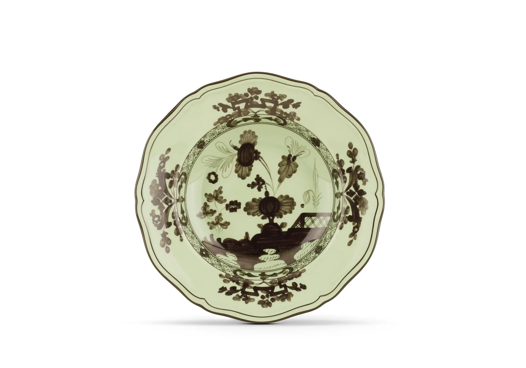 Тарелка суповая Ginori 1735 ORIENTE ITALIANO, D24 см, салатовый/черный, фарфор