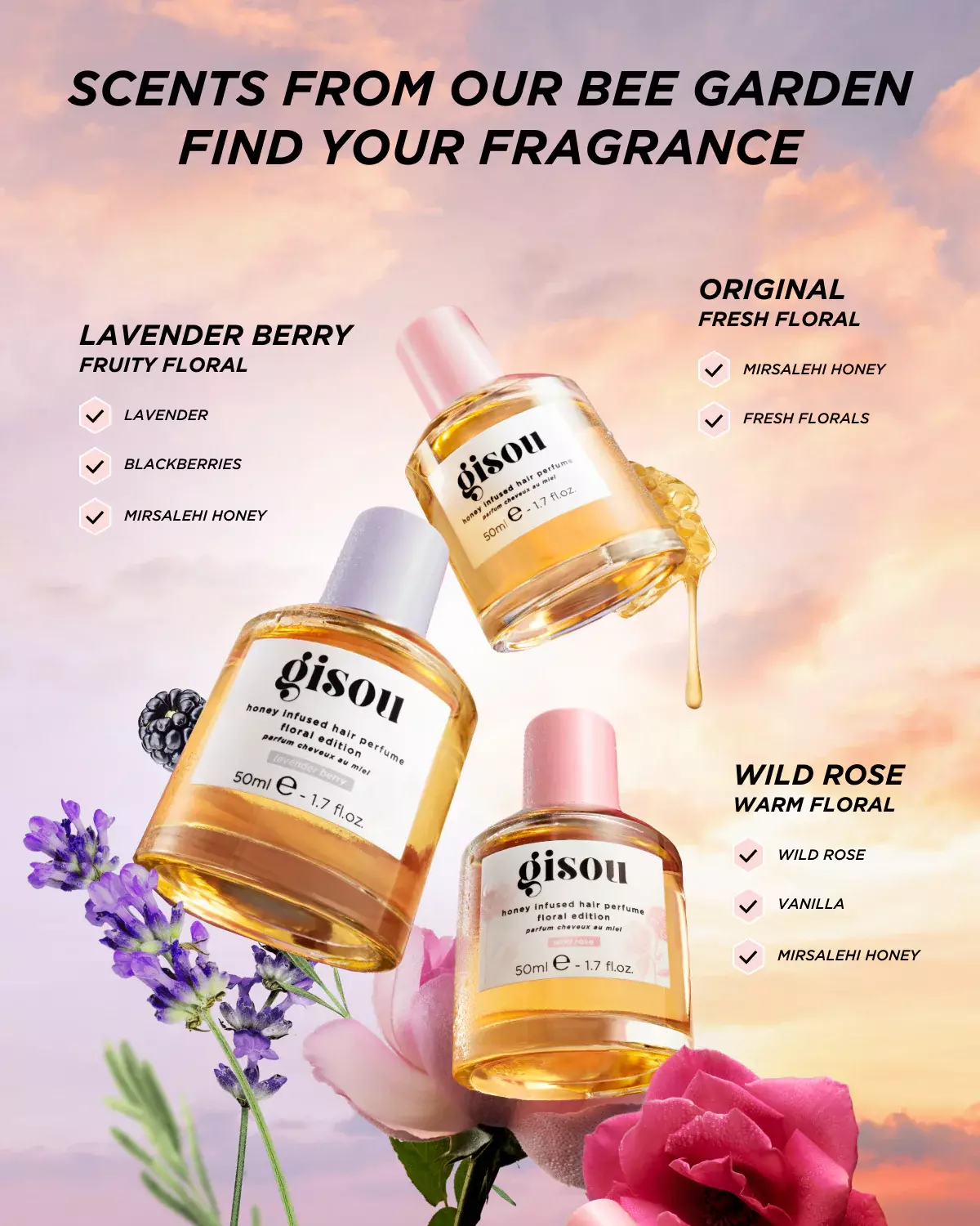 GISOU HONEY INFUSED HAIR PERFUME LAVENDER BERRY 15 МЛ