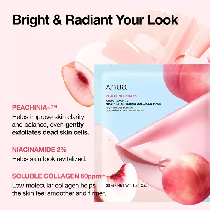 ANUA PEACH 70 NIACIN BRIGHTENING COLLAGEN MASK
