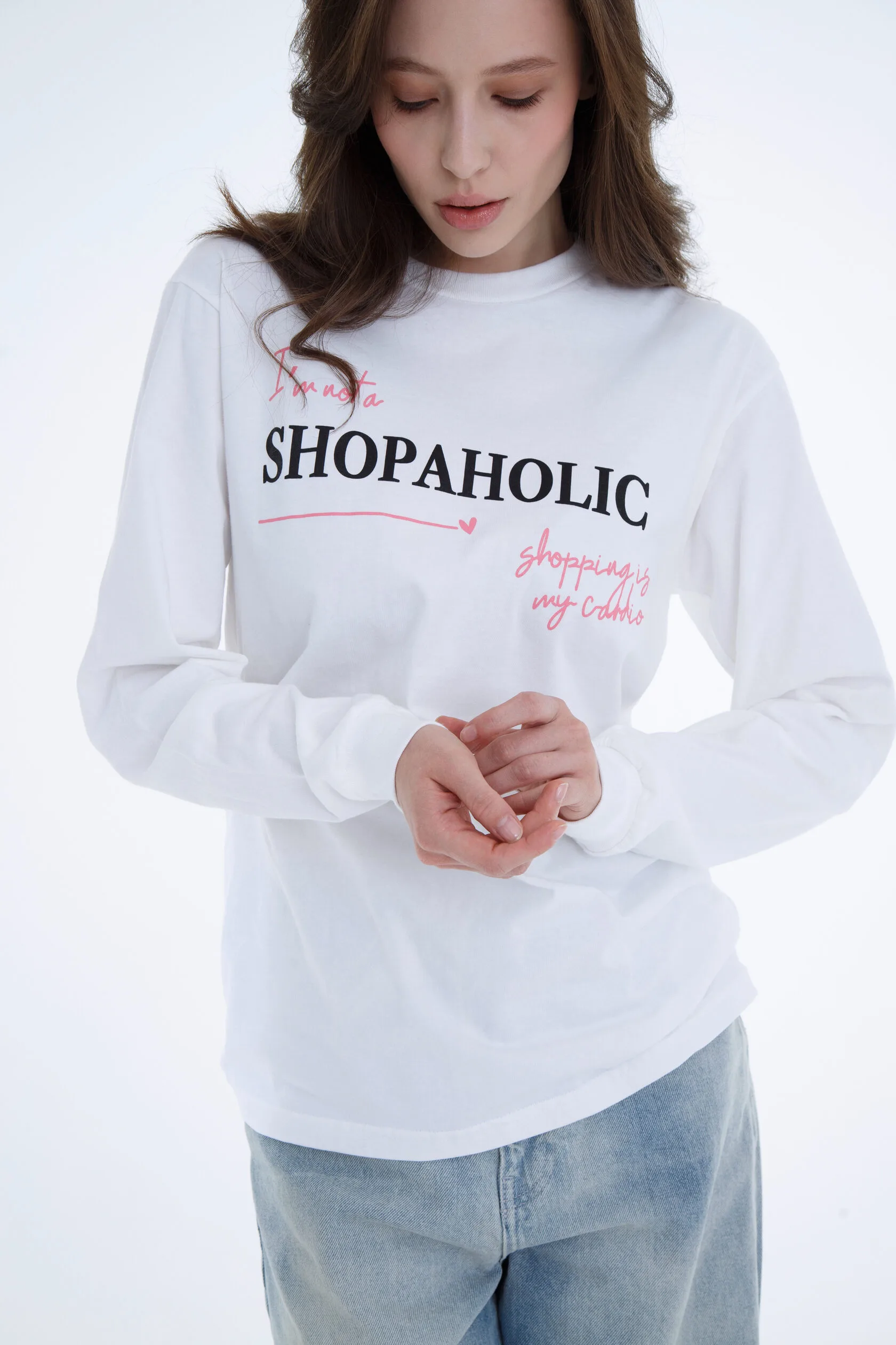 Лонгслив белый Shopaholic
