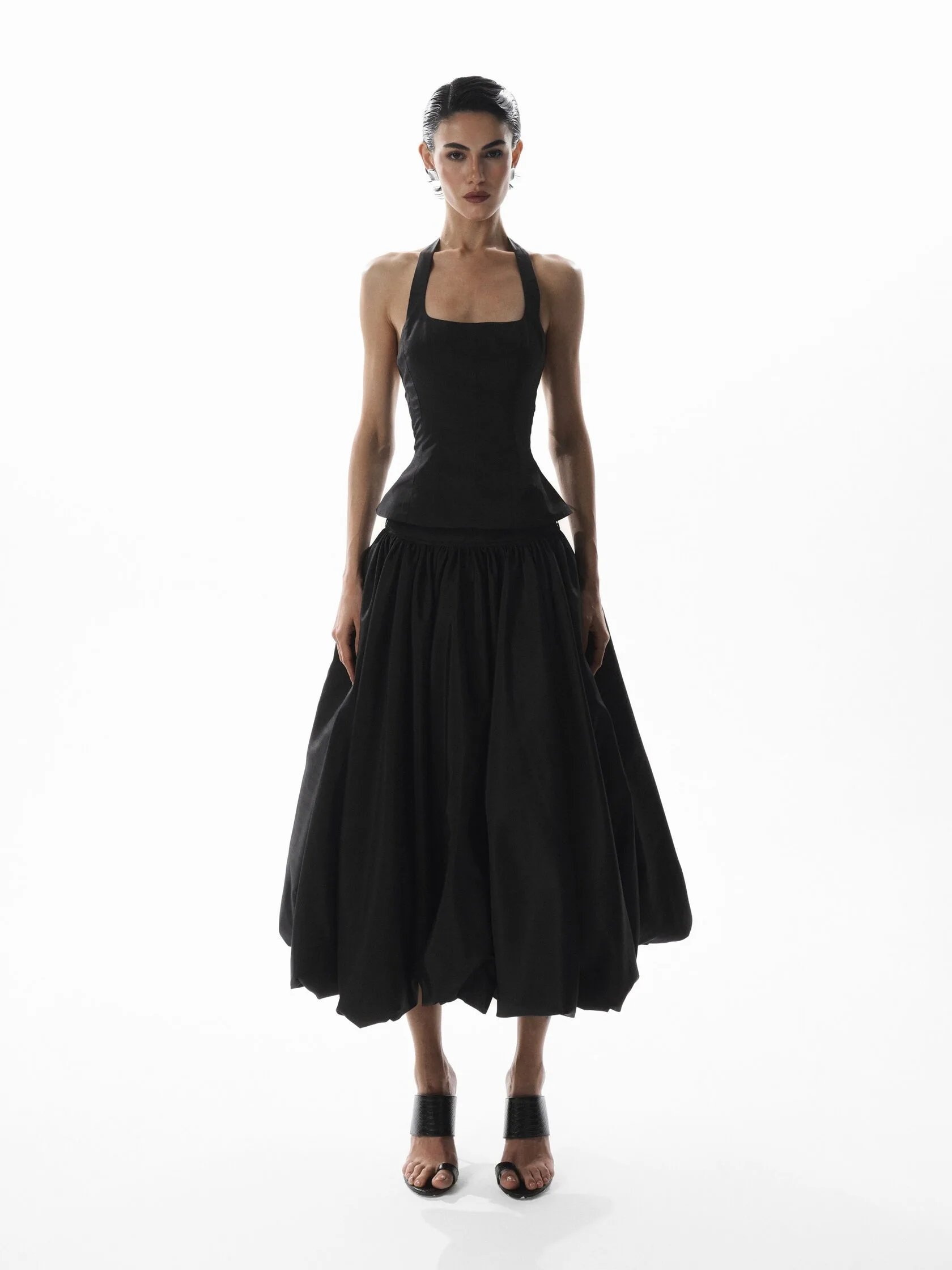 Топ из тафты с открытой спиной «Coquette Tie-Back Top» (черный)
