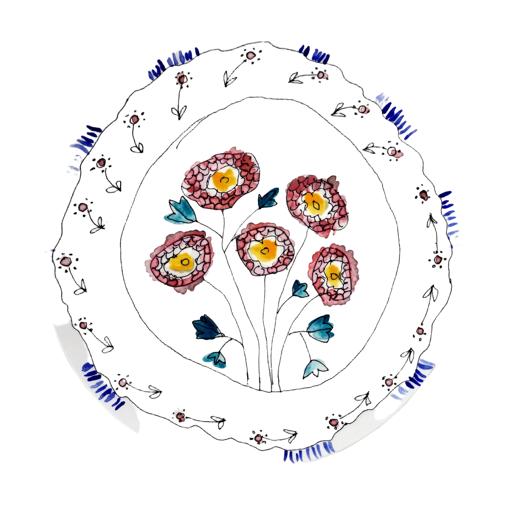 Комплект из 2-х тарелок для сервировки Serax MIDNIGHT FLOWERS, D 31 см, белый/рисунок, фарфор