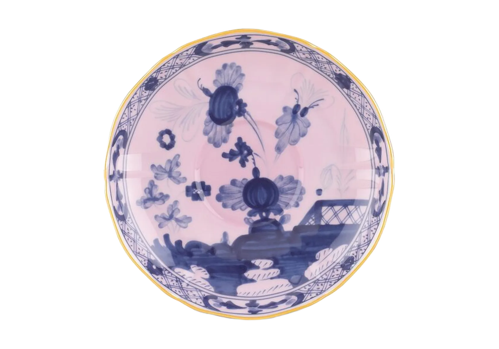 Блюдце к чашке для чая Ginori 1735 ORIENTE ITALIANO, D15 см, розово-синий, фарфор