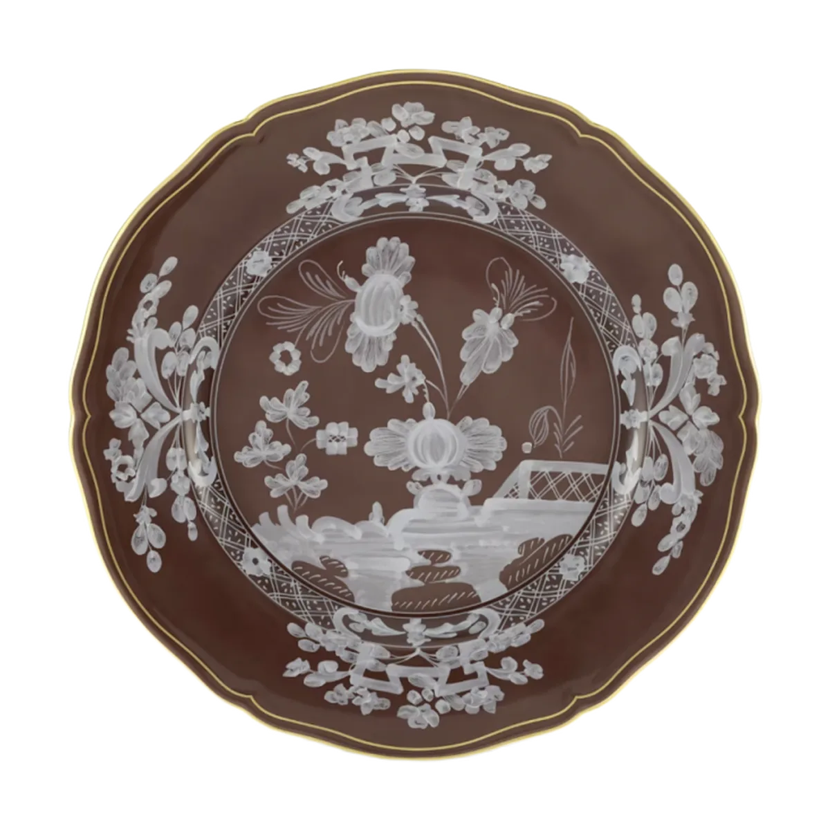 Тарелка для десерта Ginori 1735 ORIENTE ITALIANO, D21 см, шоколадный/белый, фарфор