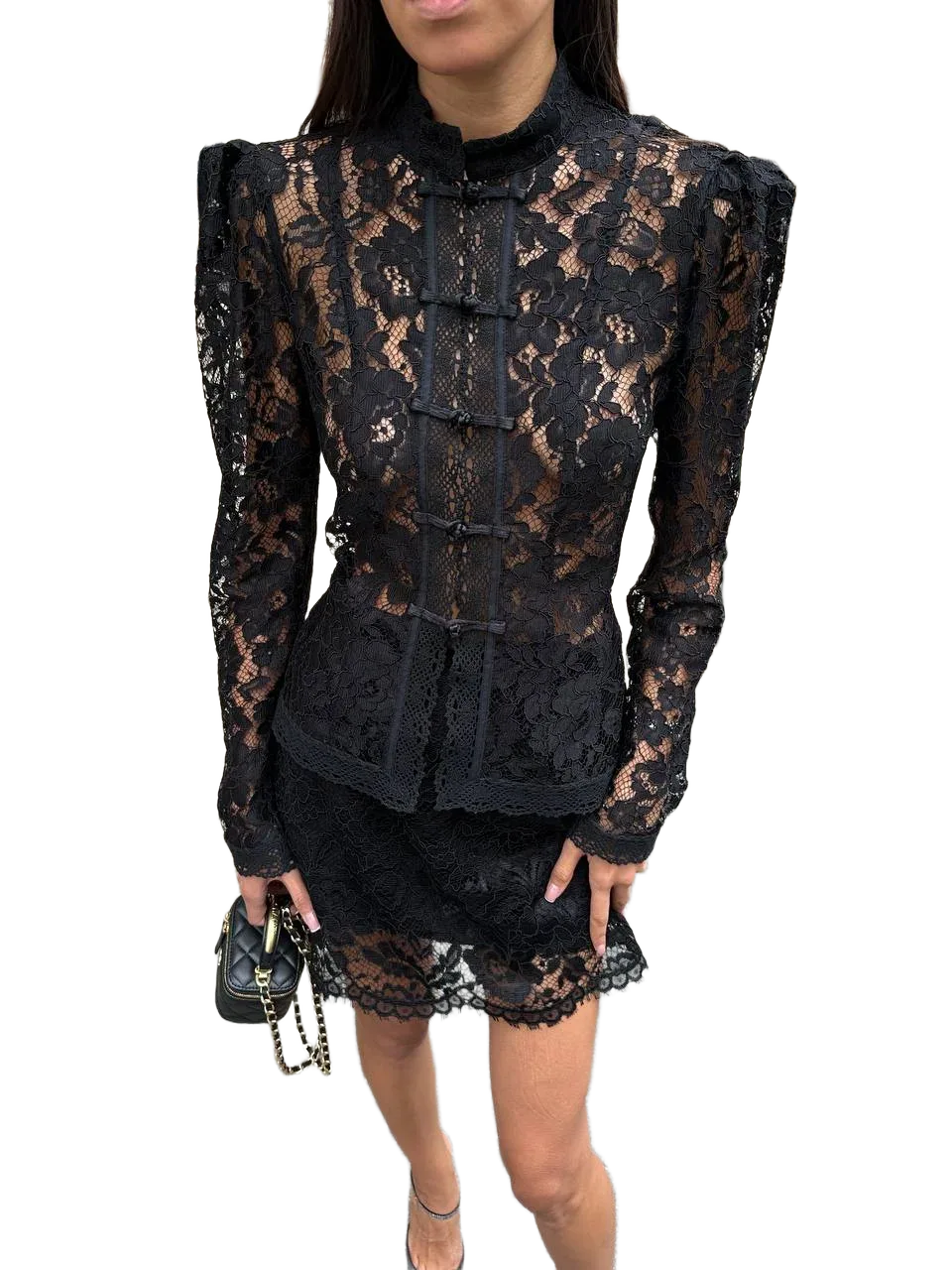 Жакет кружевной черный