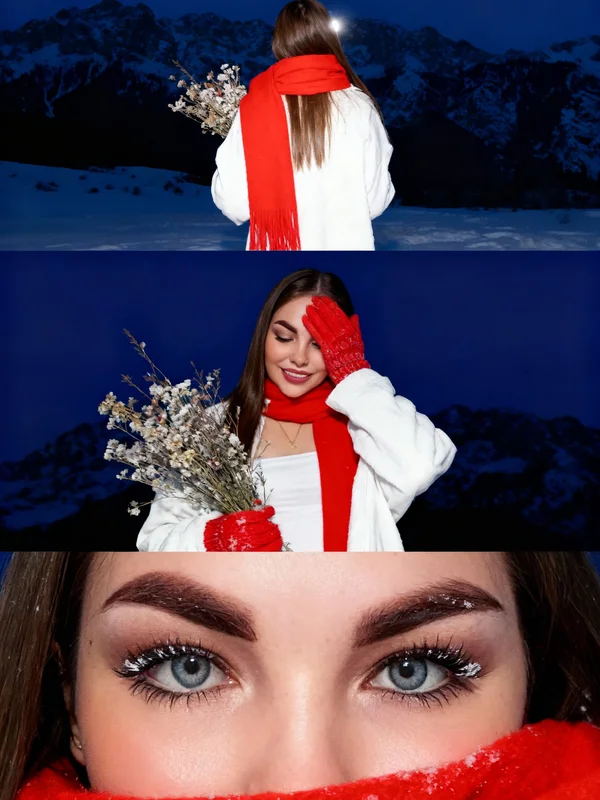 Зимний коллаж со вспышкой