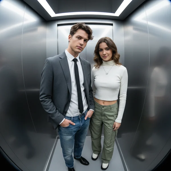 В лифте с верхнего ракурса