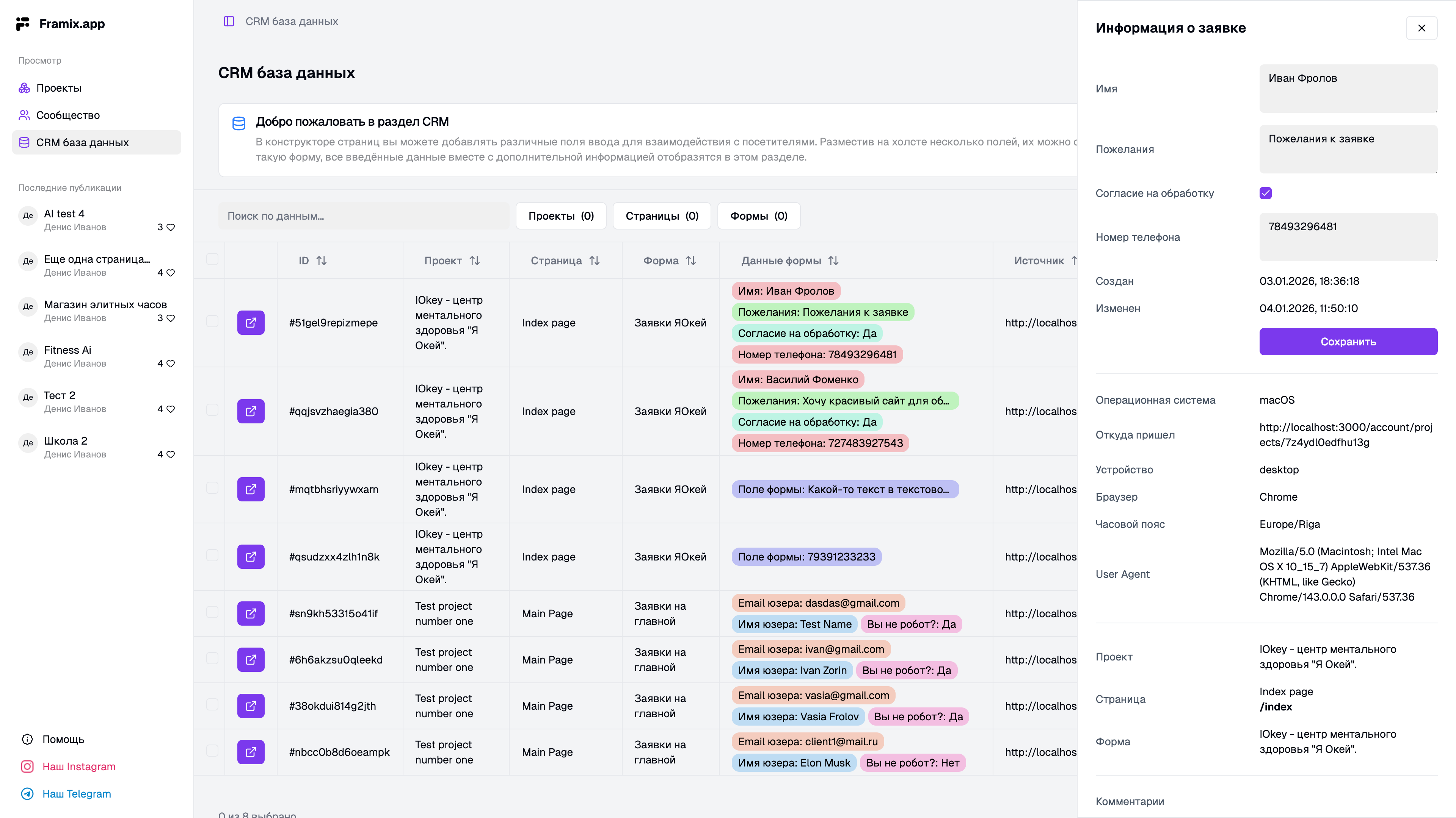 CRM Dashboard Framix
