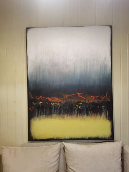 Картина для интерьера песочна-желтая абстракция - превью 4