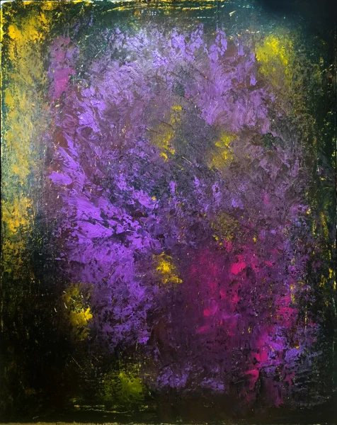 Интерьерная картина акрилом на холсте в черно-фиолетовом с текстурой - превью 1