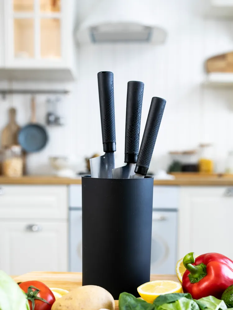 Подставка для ножей и ножниц, покрытие soft touch