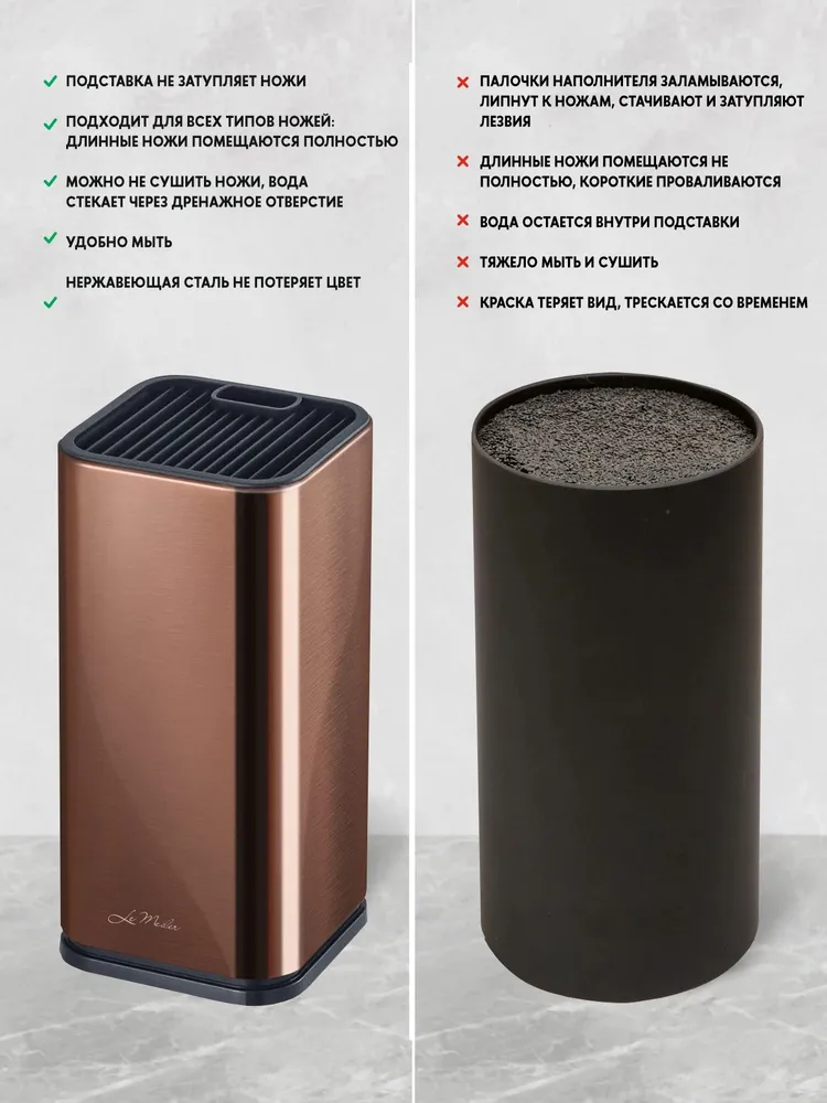 Подставка Le Meiler HM-003 универсальная для ножей и ножниц, цвет золотая бронза