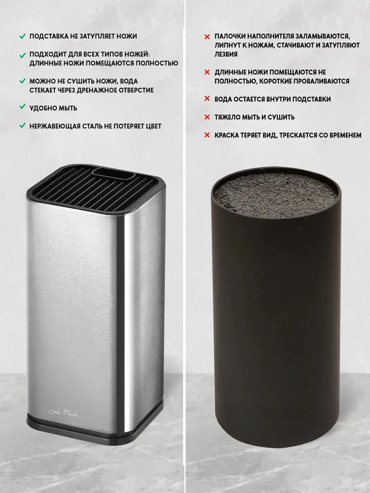 Подставка универсальная для ножей и ножниц, нержавейка Le Meiler