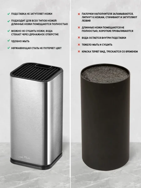 Подставка универсальная для ножей и ножниц, нержавейка Le Meiler - превью 4