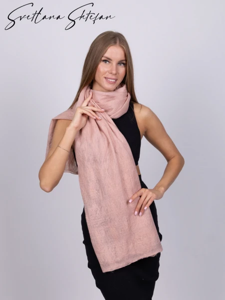 Пудровый палантин ручной работы - превью 1