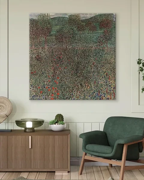 Квадратная картина на холсте для интерьера на стену репродукция Густав Климт Садовый пейзаж 70х70 см - превью 1