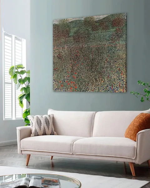 Квадратная картина на холсте для интерьера на стену репродукция Густав Климт Садовый пейзаж 70х70 см