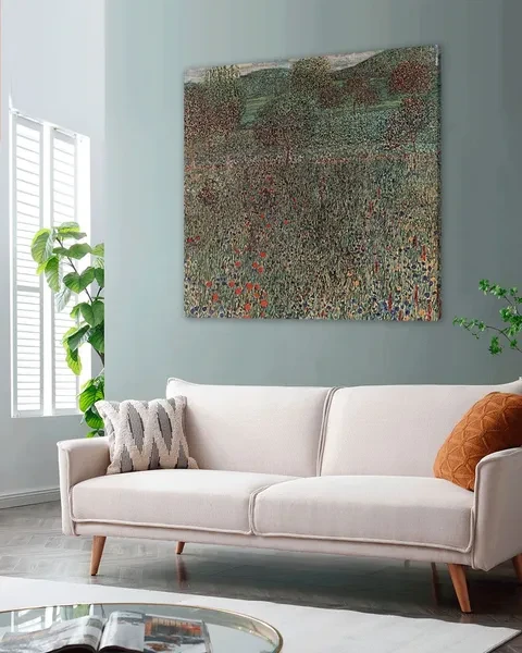 Квадратная картина на холсте для интерьера на стену репродукция Густав Климт Садовый пейзаж 70х70 см - превью 2