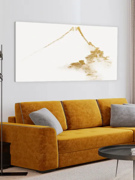 Большая картина на стену для интерьера - Кацусика Хокусай горы минимализм Джапанди 60х110 см