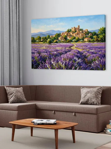 Картина на холсте для интерьера - Прованс эстетика живопись пейзаж 50х70 см