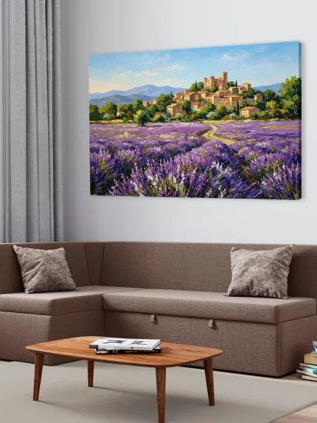 Картина на холсте для интерьера - Прованс эстетика живопись пейзаж 50х70 см - превью 3
