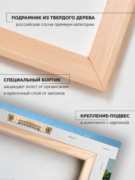 Картина на холсте для интерьера - Прованс эстетика живопись пейзаж 50х70 см