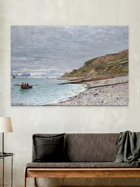 Картина на холсте для интерьера - Клод Моне - Пойнт-де-ла-Эв, Онфлер 1864 70х100 см - превью 2