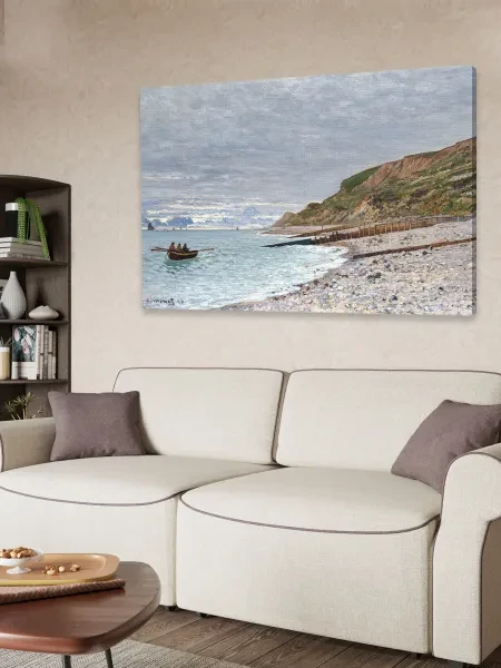 Картина на холсте для интерьера - Клод Моне - Пойнт-де-ла-Эв, Онфлер 1864 70х100 см - превью 3