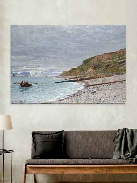 Картина на холсте для интерьера - Клод Моне - Пойнт-де-ла-Эв, Онфлер 1864 70х100 см - превью 12